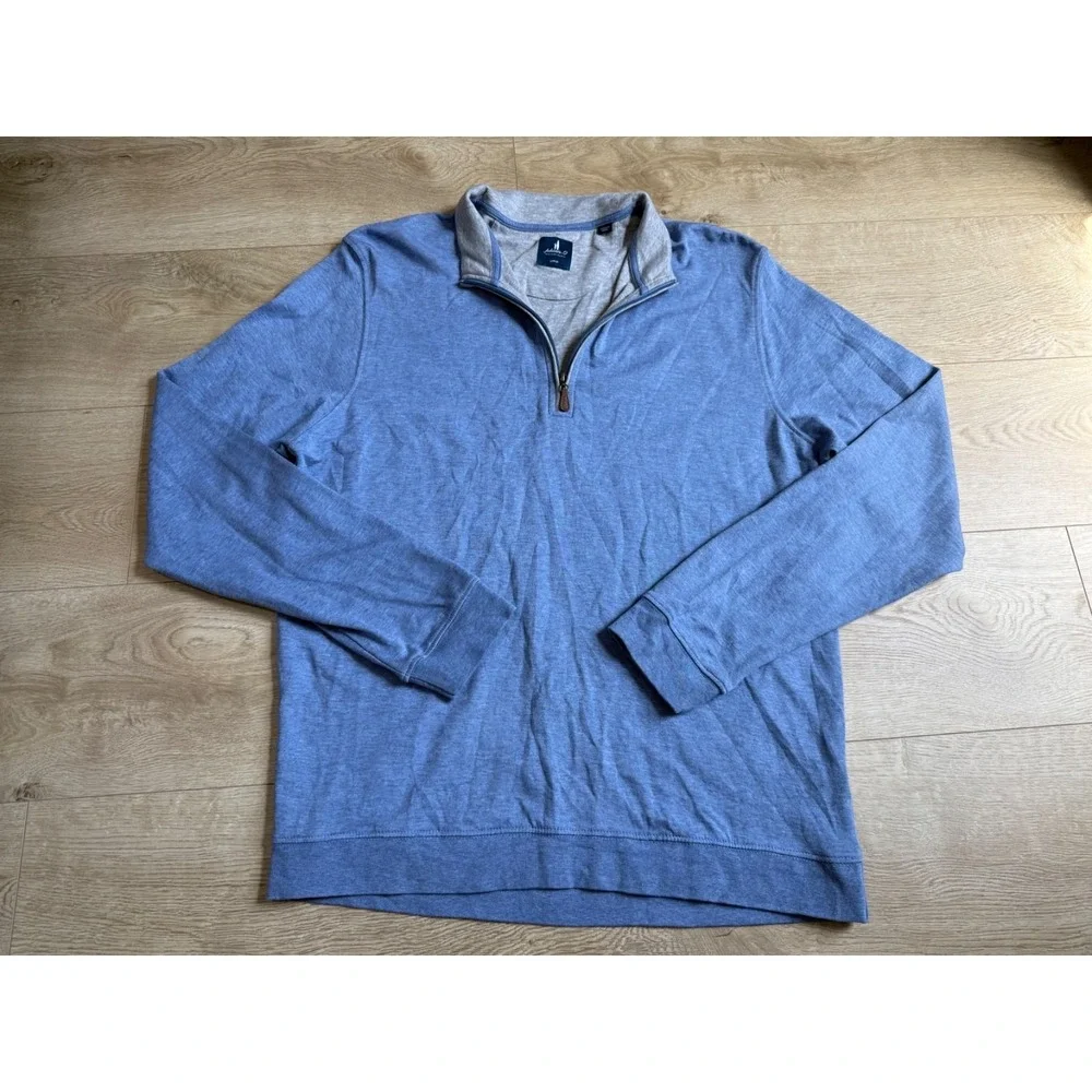 EUC Mens‎ Johnnie-O 1/4 quarter zip blue stretch pullover sweater size L